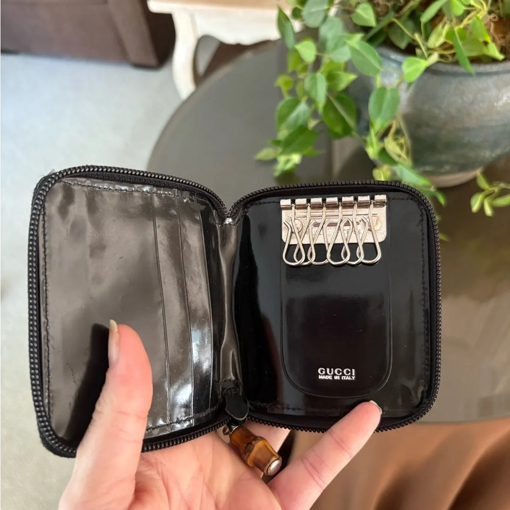 Gucci Bamboo Compact Black Zip Wallet + Key Holder Excellent Condition - Picture 7 of 11